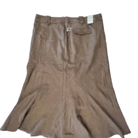 NWT Worthington Women's Maxi Skirt Brown Size 18 A-Line Lined High Waist Ruffled - Picture 4 of 11